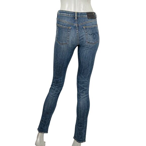 R13 Jenny Mid Rise Skinny Jeans Dark Vintage Blue Size 24 Italy - Picture 5 of 11